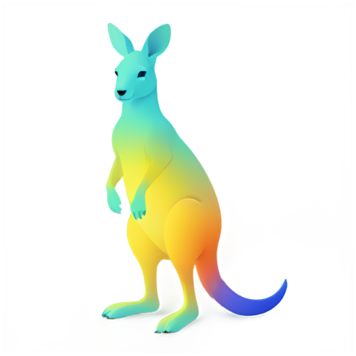 a playful kangaroo in surreal colors - icon | sticker