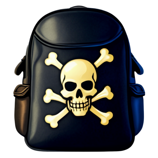 medieval backpack with skull and crossbones overlay icon - icon | sticker