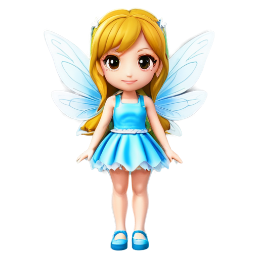 chibi fairy girl, holding a staff, 3d - icon | sticker