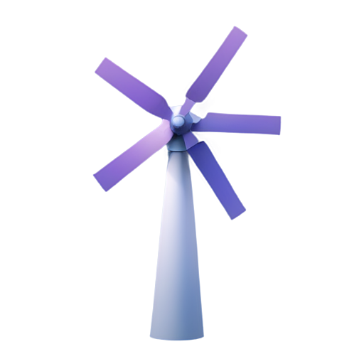 A windmill with 8 purple gradient blades, minimalist style, icon, white background. - icon | sticker