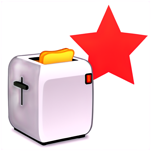 Red star with toaster - icon | sticker