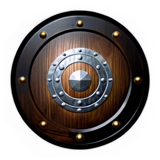 Wooden round Viking shield with a riveted edge - icon | sticker