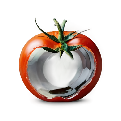 A broken tomato made from glass - icon | sticker