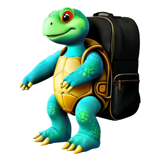 traveling turtle with bagpack - icon | sticker