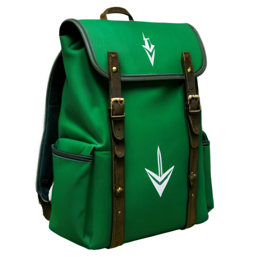 medieval backpack with green arrow coming out of it - icon | sticker