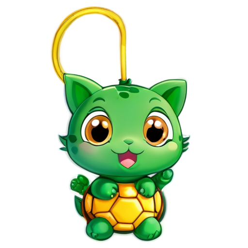 a cute cat is hung a turtle toys - icon | sticker