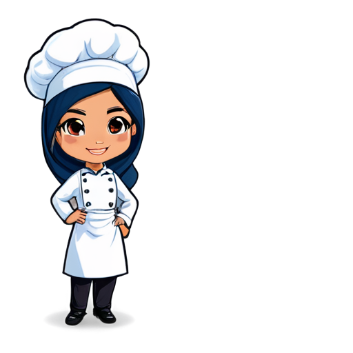 woman chef with hijab smilling wearing a chefs uniform - icon | sticker