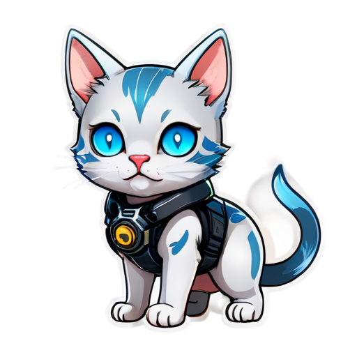 cute cyberpunk cat - icon | sticker