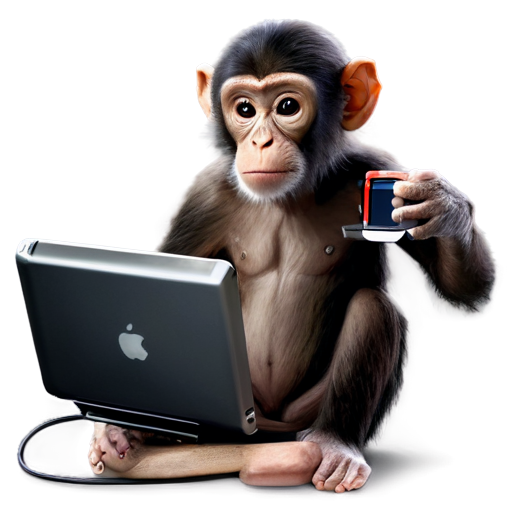 Smart monkey with gadgets - icon | sticker