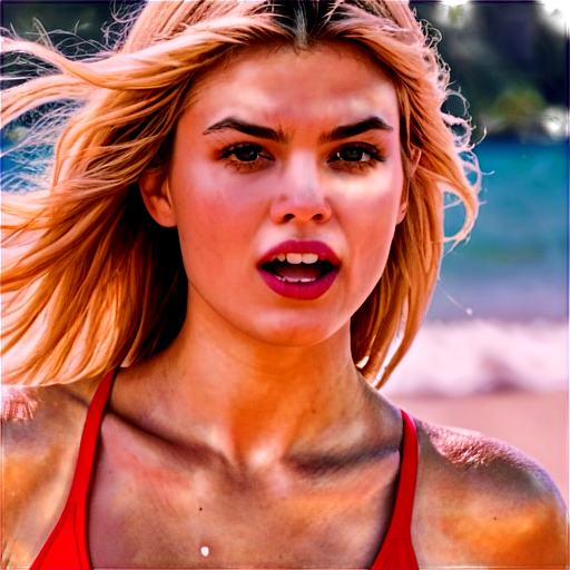 High quality image, Kelly Rohrbach as a Baywatch babe running, close up - icon | sticker