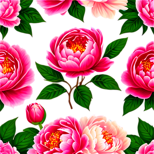 flowers peonies pattern without background - icon | sticker