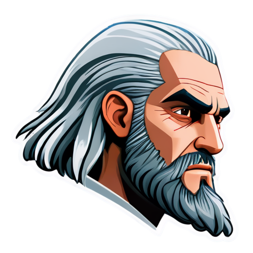 geralt`s head -witcher -cartoon - icon | sticker