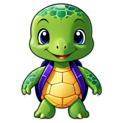 cartoon turtle, talented turtle, primary school uk, school uniform, smile, - icon | sticker