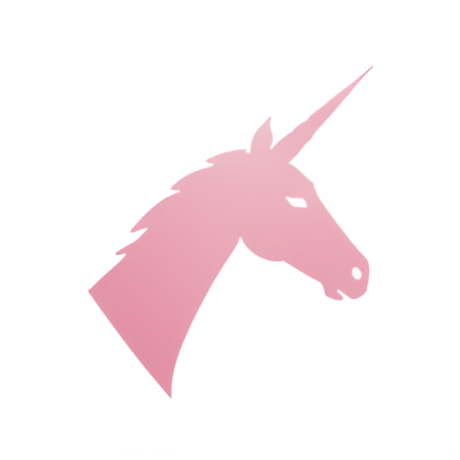 A minimalist logo for the post-hardcore group "Like the Unicorn". The letter "U" in "Unicorn" is replaced with a unicorn symbol. Theunicornsymbol is made of two intertwined curves. The text "Like the Unicorn" is written in bold, sans-serif font below the unicorn symbol. The overall design is in shades of pink and blue. - icon | sticker