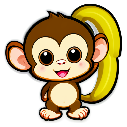 monkey with a banana - icon | sticker