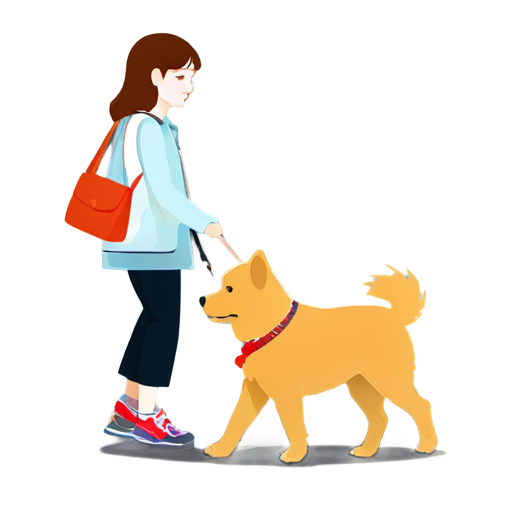 dog walking with pet sitter Korean style cute icon - icon | sticker