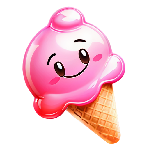 mascot with smiley face friendly Ice cream pink cream logo - icon | sticker