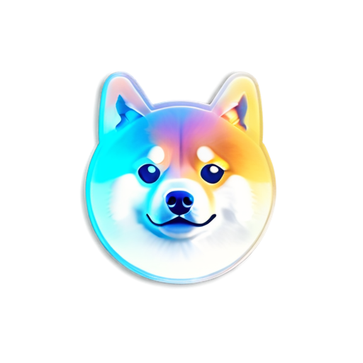 Dogecoin, Kabosu doge face, Bitcoin symbol, Colorized, close-up, flat style - icon | sticker