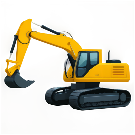 flat, monochrome, minimalistic icon for Company for rental of construction equipment. Main component is excavator, side view, minimal elements - icon | sticker