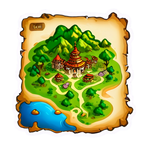 Fantasy ancient map - icon | sticker