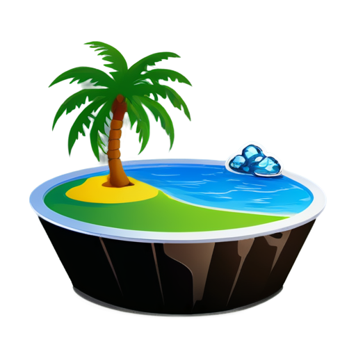 island into ocean, with palm and money case openvpn - icon | sticker