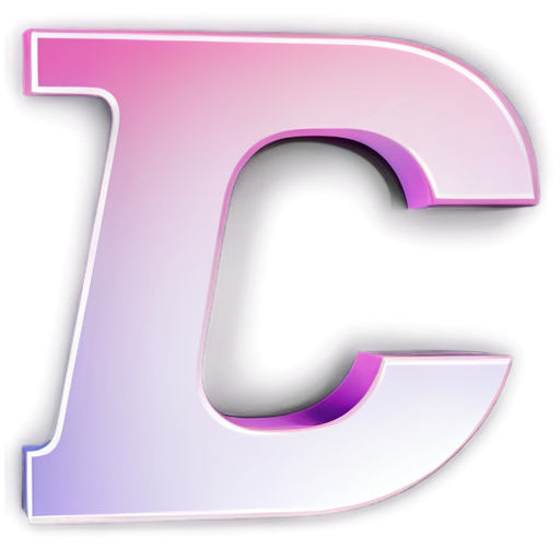 White symmetric letter "C" with a pink-purple gradient background - icon | sticker