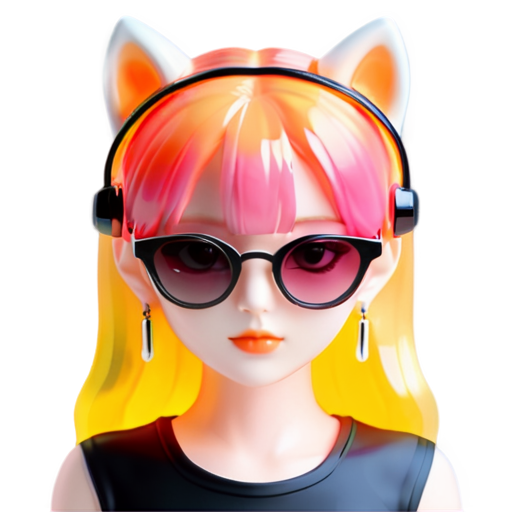 furry wolf head bara earphones sunglass yellow hair - icon | sticker