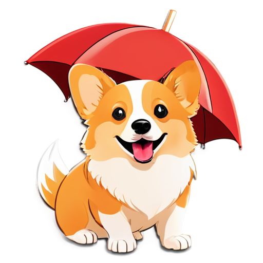 Corgi dog under umbrella - icon | sticker