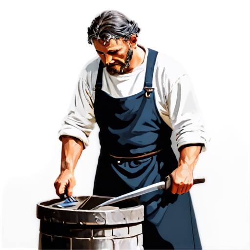 medieval blacksmith man, paint style, - icon | sticker