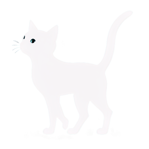 A sleek, modern silhouette of a cat with its tail looping into a code bracket < >. The cat's eyes could be small, stylized dots, giving it a techy appearance. - icon | sticker