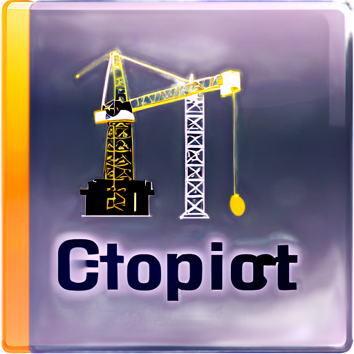 The logo features a silhouette of a building or tower crane representing construction. Inside or around the building, include elements of an electrical circuit to highlight electrical services. At the bottom of the logo, add an image of a gas pipe with a valve, symbolizing gas distribution work - icon | sticker