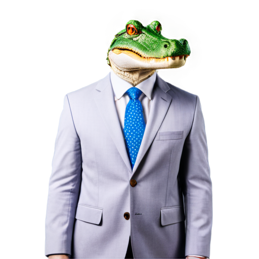 alligator in an expensive men's suit, very confident, cryptocurrency, high income - icon | sticker