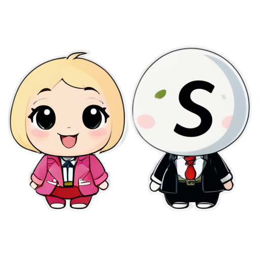 Cute and Smart Bekantan with letter S and W - icon | sticker