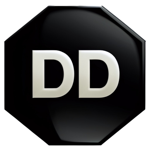 a black hexagon with a D in the middle - icon | sticker