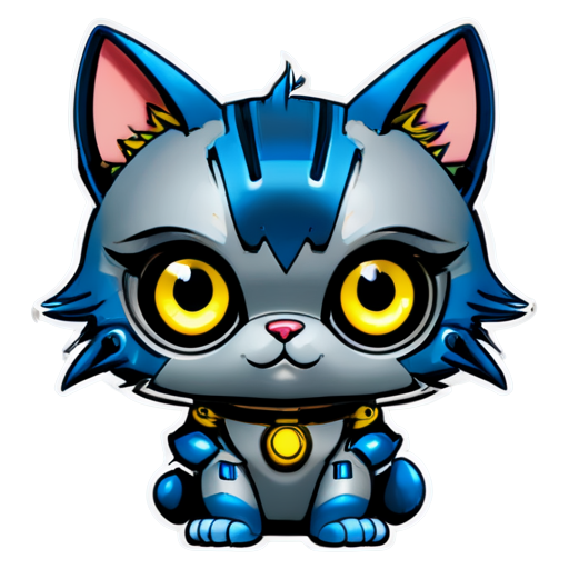 Cyberpunk robocat - icon | sticker