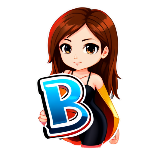 Letter B with sexy girl - icon | sticker