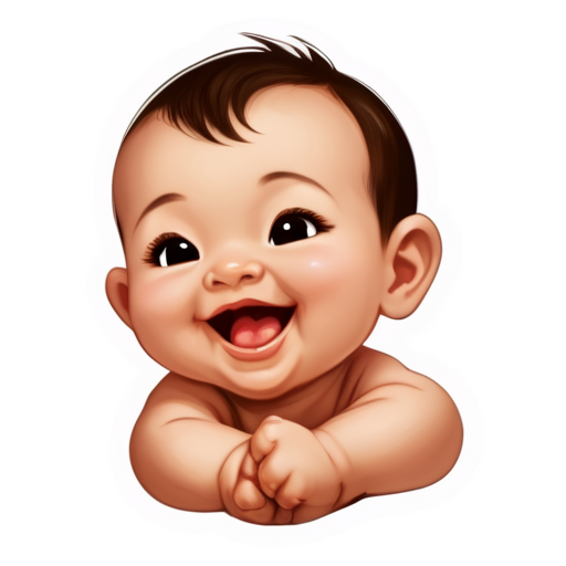 a newborn baby laughs - icon | sticker