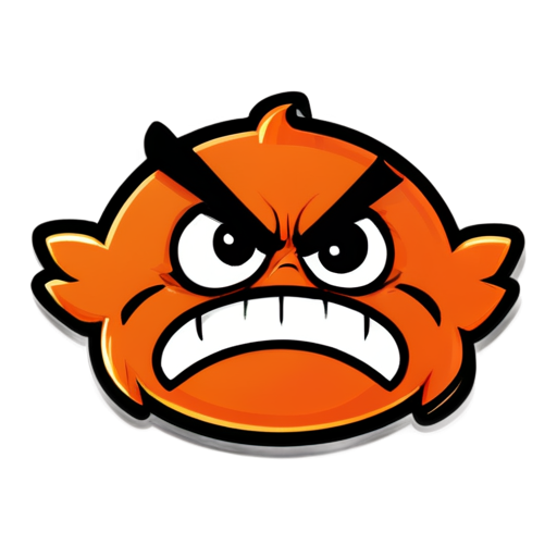 Simple angry graffiti style face, flat - icon | sticker