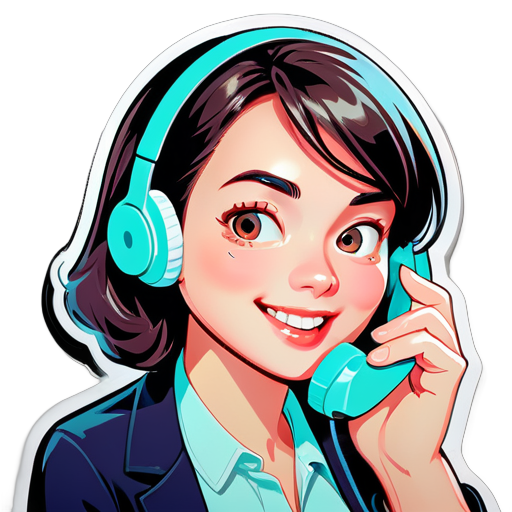 One face is answering the phone with a handset in one hand and the other is facing forward - icon | sticker