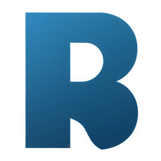 letter R in sans typeface, which represents a logo of channel management service for landlords, with some schematic houses behind the letter - icon | sticker