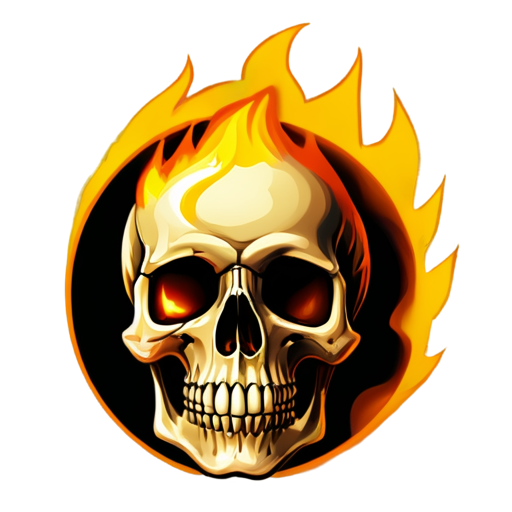 skull on fire circle around icon - icon | sticker