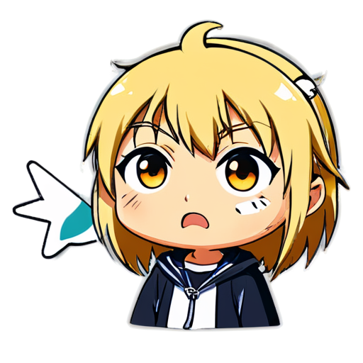 Dissatisfied anime face in the form of a ticker for social networks - icon | sticker