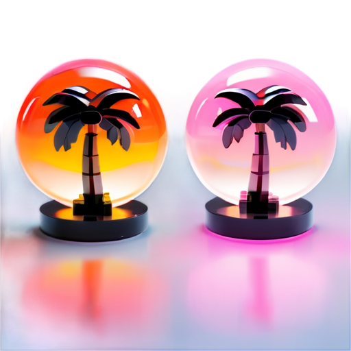 Lego tropics, pink, orange, sunset, palm tree - icon | sticker