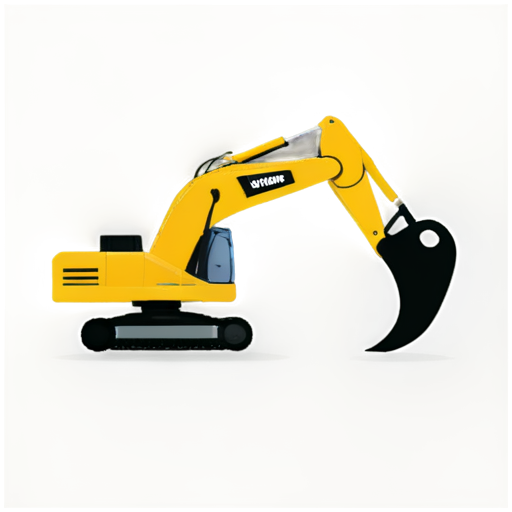 flat, minimalistic icon for Company for rental of construction equipment, black and white, mimimum elements, . Main component is excavator, side view - icon | sticker