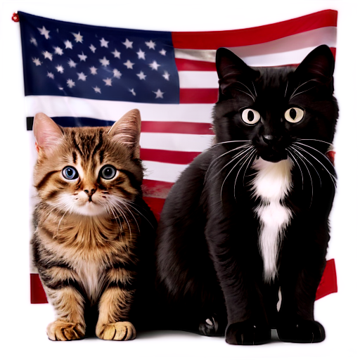 Flag and cats - icon | sticker