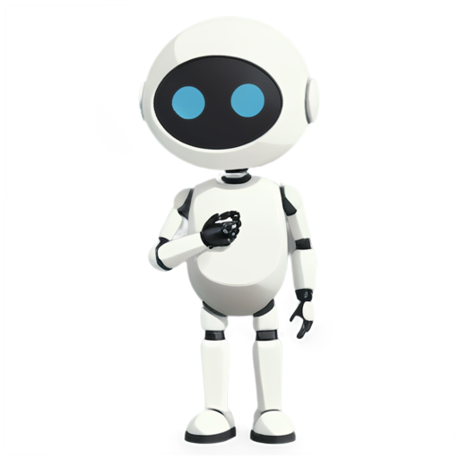 A simple robot, front, upper body, wearing a magnifying glass, inserting flags on the ground to mark the position. - icon | sticker