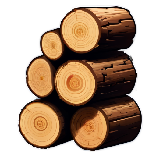 A small stack of logs on plain background - icon | sticker