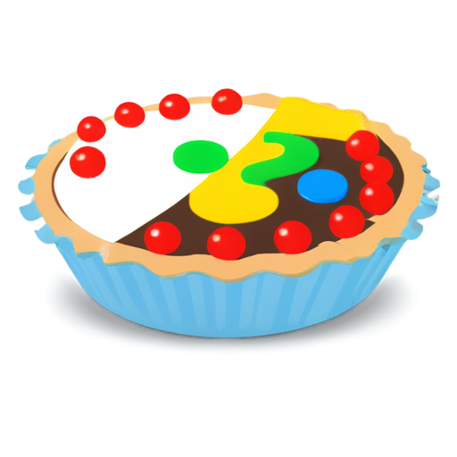 The pie was sprinkled with candies in the shape of the numbers "0" and "1", and there was a pencil stuck diagonally on pie top. - icon | sticker