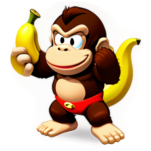 donkey kong and banana peel - icon | sticker