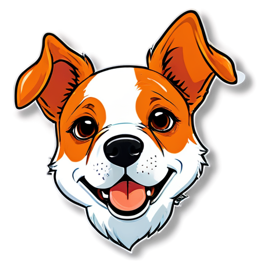 A dog head with simple orange lines - icon | sticker